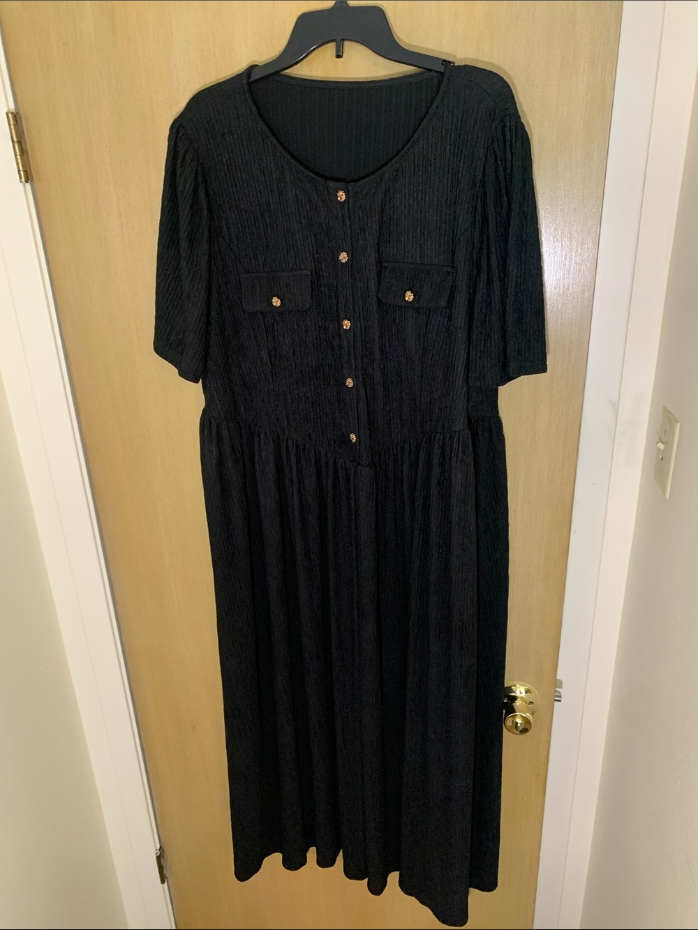 🖤SHEIN PLUS SIZE 3X Black Button-Front Midi Dress. MEDIUM WEIGHT FABRIC🖤